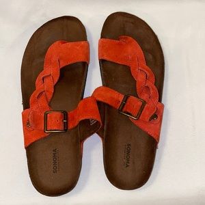 NWOT Leather Sonoma Footbed Braid and Buckle Sandals, Women’s Size 8